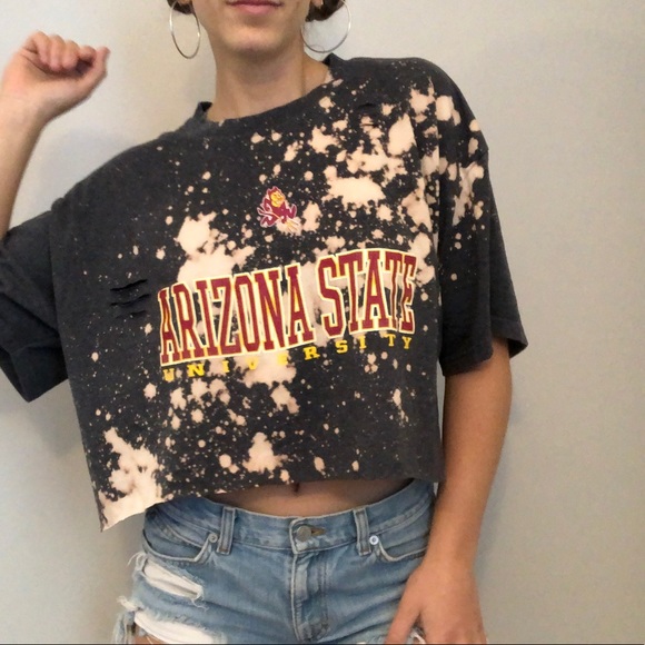 Soffe Tops - Arizona State University acid wash distress crop T